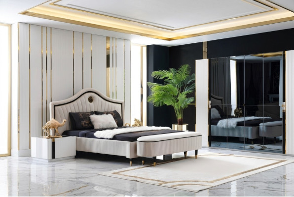 Slaapkamer Ontwerp Bed Luxe Bedden Nieuw Dubbel Gestoffeerd Meubilair Hotel Huwelijk Ontwerp