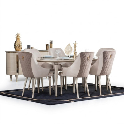 Eetkamerset Tafel 6x stoelen Stoel Compleet Nieuwe Set Eetgroep 7-delig.
