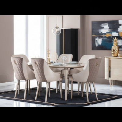 Keuken Eetkamer Stoelen 6x Stoel Groep Stoelen Set Hout Meubels Textiel Stof