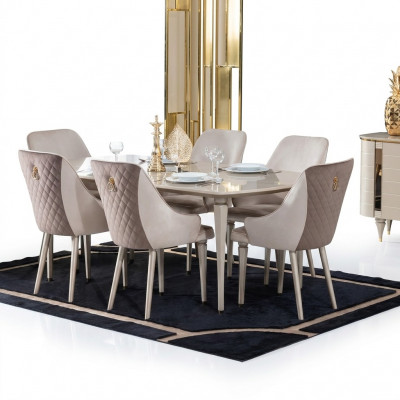 Keuken Eetkamer Stoelen 6x Stoel Groep Stoelen Set Hout Meubels Textiel Stof