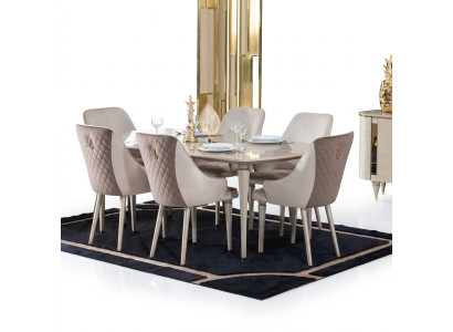 Keuken Eetkamer Stoelen 6x Stoel Groep Stoelen Set Hout Meubels Textiel Stof