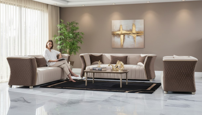 Bankstel Driepersoonsbank Banken Bank Luxe 3+3 Zitbankenset Bank Bekleding