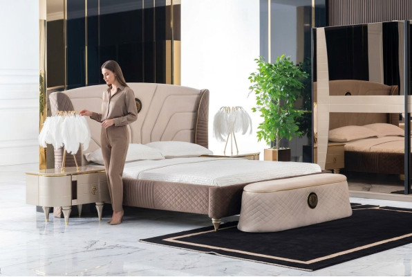 Slaapkamer tweepersoonsbed 160x200cm luxe bed 2x nachtkastje 3-delige set bedden nieuw