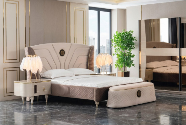 Slaapkamer tweepersoonsbed 160x200cm luxe bed 2x nachtkastje 3-delige set bedden nieuw
