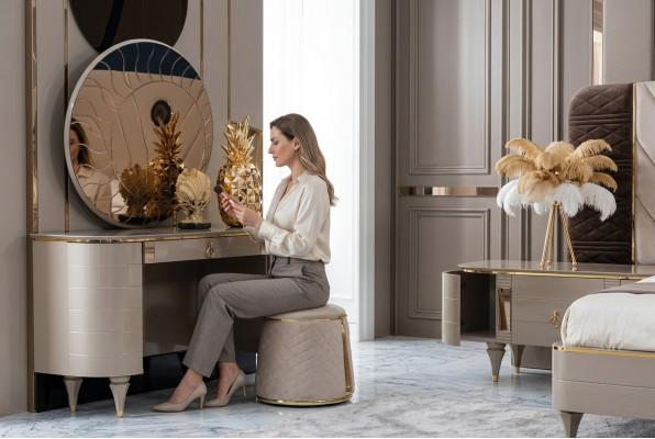 Console tafel Kaptafel Kaptafel Kruk Nieuw 2 delen Tafels Kaptafel
