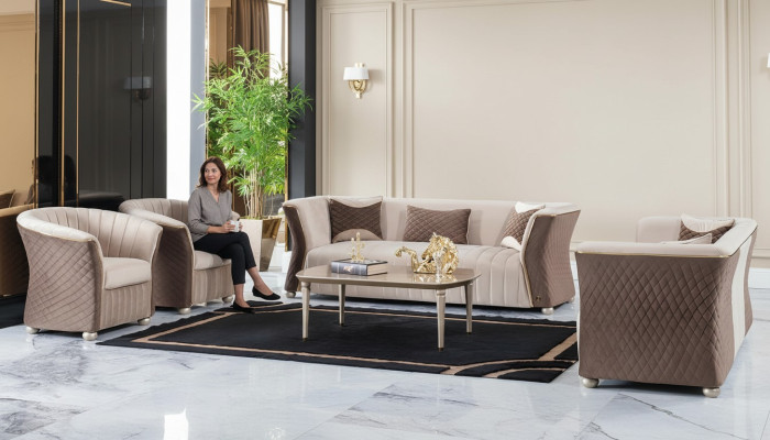 Moderne luxe elegante zitbank 3+3+1+1 zitter designbank gestoffeerde banken banken