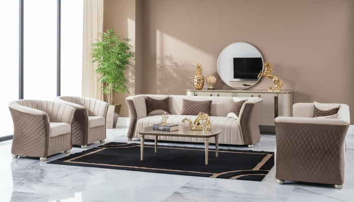 Moderne luxe elegante zitbank 3+3+1+1 zitter designbank gestoffeerde banken banken