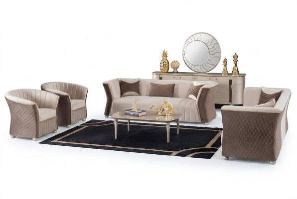 Moderne luxe elegante zitbank 3+3+1+1 zitter designbank gestoffeerde banken banken