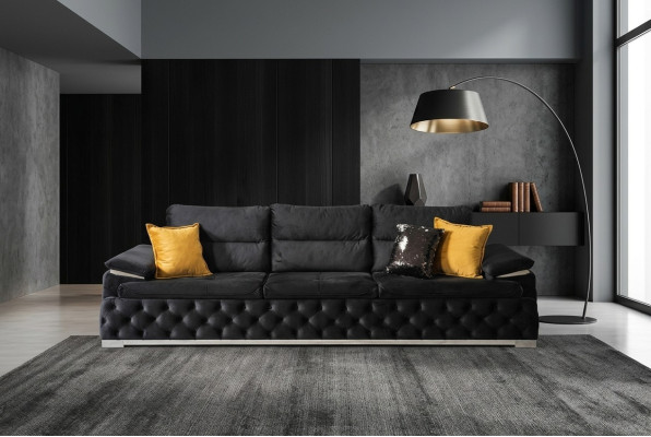 Driepersoonsbank Designbank Moderne 4-zitsbanken Woonkamermeubels Zwart Bekleding