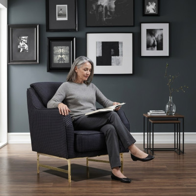 Grijze fauteuil van roestvrij staal, eenzitter woonkamer fauteuil met armleuning nieuw