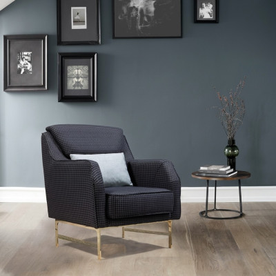 Grijze fauteuil van roestvrij staal, eenzitter woonkamer fauteuil met armleuning nieuw