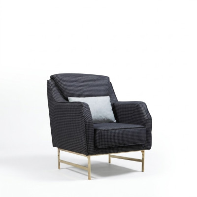 Grijze fauteuil van roestvrij staal, eenzitter woonkamer fauteuil met armleuning nieuw