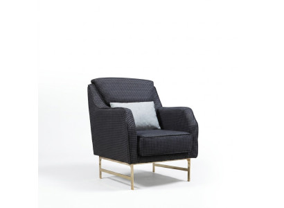 Grijze fauteuil van roestvrij staal, eenzitter woonkamer fauteuil met armleuning nieuw