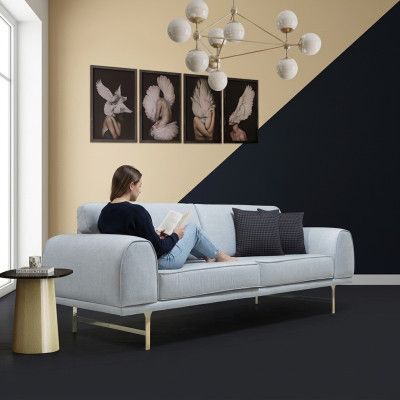 Grijze moderne 3-zits designer woonkamerbank luxe gestoffeerde bank