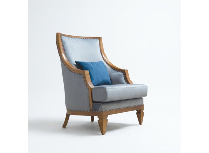 Moderne grijze fauteuil van textiel met één zitplaats van leer voor in de woonkamer, nieuw.