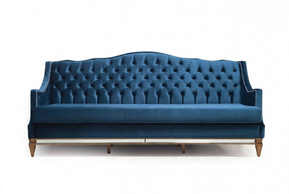 Blauw Chesterfield driezits Relax Lounge Sofa Woonkamer 3-zits.