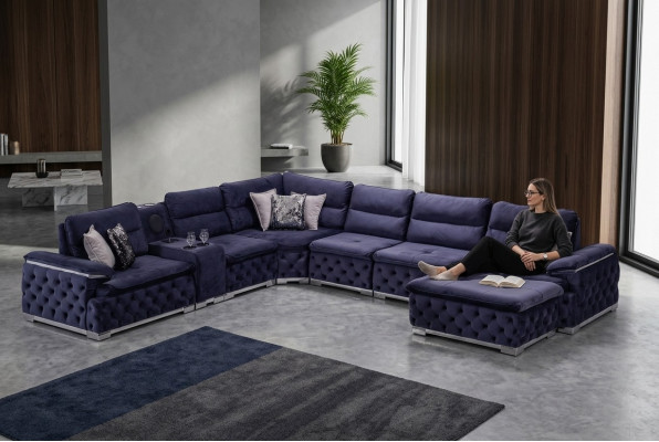 Hoekbank U-vorm Chesterfield bank Woonkamer meubels Italiaanse stijl.