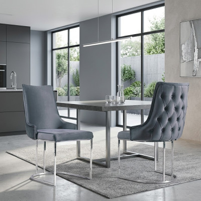 Eetkamer fauteuil gestoffeerde stoel zonder armleuning luxe woonkamer