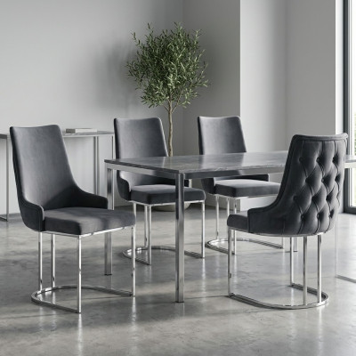 Garnituur 4x stoelen Modern gestoffeerd design Stoelgroep Houten eetstoel