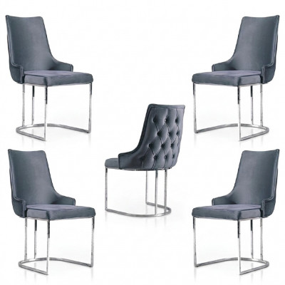 Garnituur 4x stoelen Modern gestoffeerd design Stoelgroep Houten eetstoel