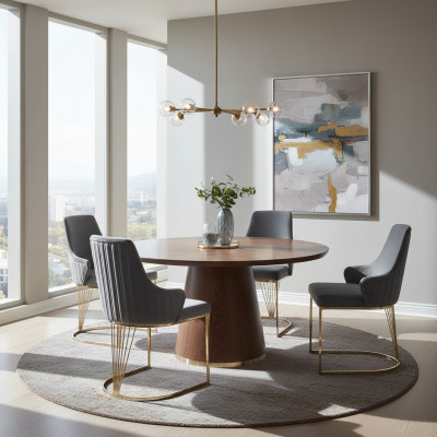 Groep Set 4x Stoelstoel Ontwerp Stof Bekleding Stoelen Horeca Eetkamer