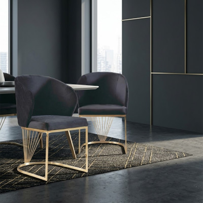 Stoel 2x Stoelen Groep Set Woon Eetkamer Set Modern Stijl Textiel