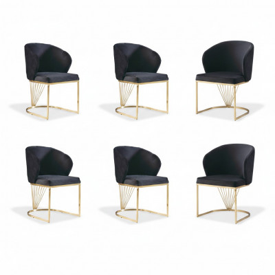 Set 6x Stoel Stoelen Fauteuils Eetkamer Set Hout Modern Groep Meubels