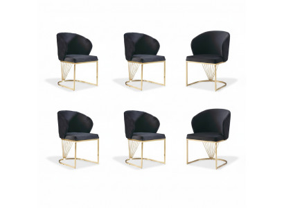 Set 6x Stoel Stoelen Fauteuils Eetkamer Set Hout Modern Groep Meubels