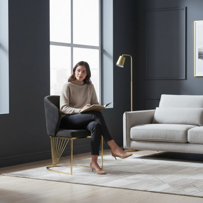 Set van 8 stoelgroepen, bekledde eetkamerstoelen van stof.