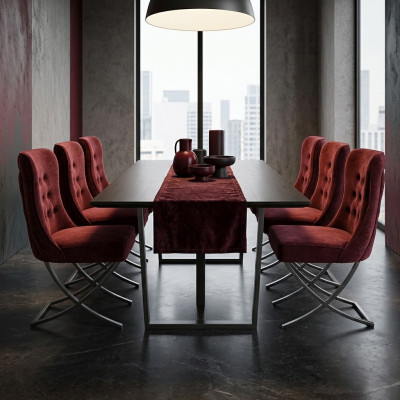 Eetkamer 6 stoelen Roestvrijstalen designmeubelen Gestoffeerde stoel Italiaanse stijl