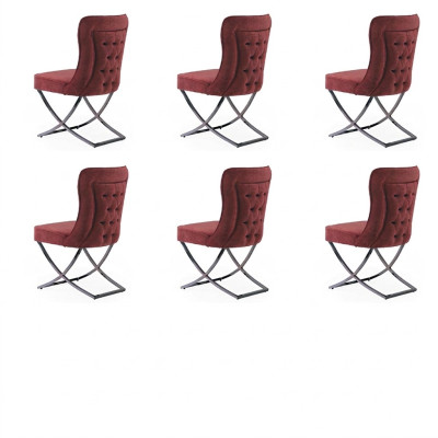 Eetkamer 6 stoelen Roestvrijstalen designmeubelen Gestoffeerde stoel Italiaanse stijl