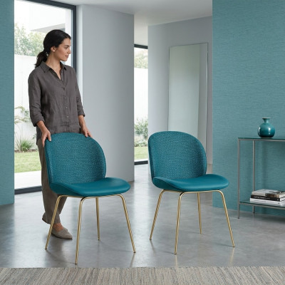 2x Stoel Groep Stoelen Set Textiel Stof Nieuw Gestoffeerde Eetkamer