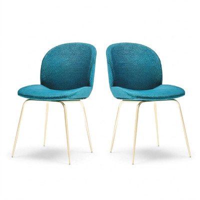 2x Stoel Groep Stoelen Set Textiel Stof Nieuw Gestoffeerde Eetkamer