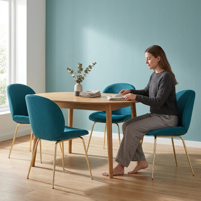 Gevoerde eetkamerstoelen 4x Stoelset Stoffen design