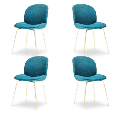 Gevoerde eetkamerstoelen 4x Stoelset Stoffen design