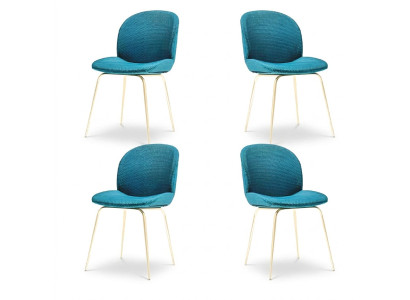 Gevoerde eetkamerstoelen 4x Stoelset Stoffen design