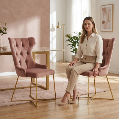 Chesterfieldstoel Set Groep 2x Fauteuil Suite Zitting Bekleding Fluweel.