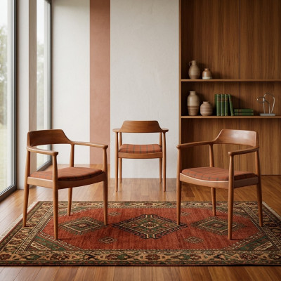 Fauteuilset met 2 zitkussens, klassieke zitkussens van textiel.
