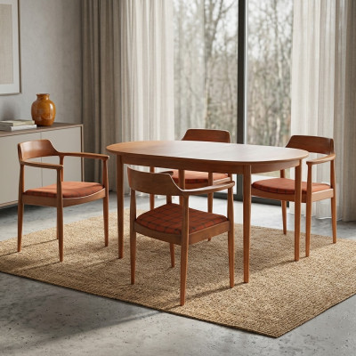 Eetkamerset Stoelset 4x Stoelen Zitkussen Massief Hout