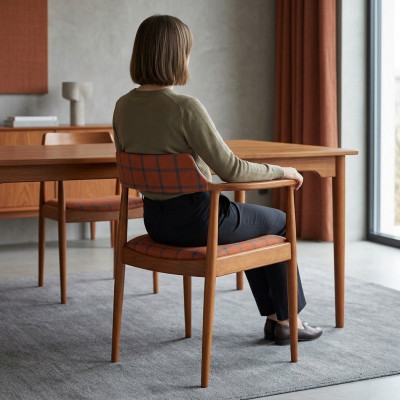 Stel van 6 stoelen Luxe Design Gestoffeerde Massief Houten Zitting Kantoor Eetkamer