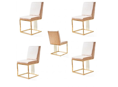 Ontwerp stoel set 4x fauteuils textiel stoelen stof eetkamer nieuw gestoffeerd