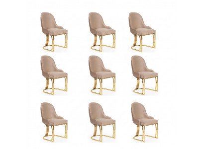 Ontwerpstoelset 8x stoelen Roestvrij staal Textiel Beklede eetkamerstoelen