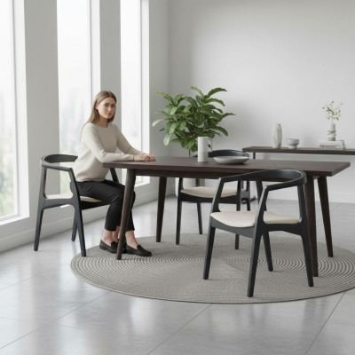Zet 2x massief houten stoelenset, designstoelen eet- en woonkamer.
