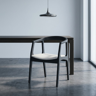 Stel 4x stoelontwerp houten textiel gestoffeerde stoelen gastronomisch eetkamerstof