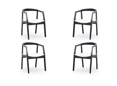 Stel 4x stoelontwerp houten textiel gestoffeerde stoelen gastronomisch eetkamerstof