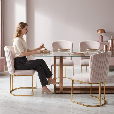 Eetkamerstoel Ontwerper Stoelen Nieuwe Set 6x Stof Massief Houten Stoel
