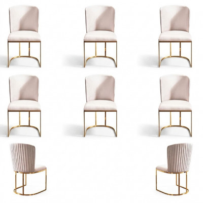 Eetkamerstoel Ontwerper Stoelen Nieuwe Set 6x Stof Massief Houten Stoel