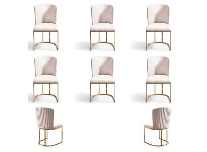 Eetkamerstoel Ontwerper Stoelen Nieuwe Set 6x Stof Massief Houten Stoel