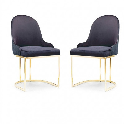 Eetkamermeubel set 2x stoel luxe nieuw blauw elegant modern houten stoel