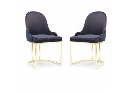 Eetkamermeubel set 2x stoel luxe nieuw blauw elegant modern houten stoel